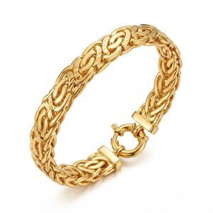 ROMANZA ITALY Byzantine Woven Chain Bracelet 8.25 In Gold Plated Over Bronze